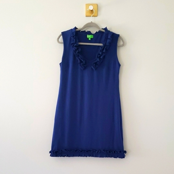 Vfish Mini Sheath Dress Medium Blue Sleeveless Vacation Resortwear Sundress - Picture 1 of 14